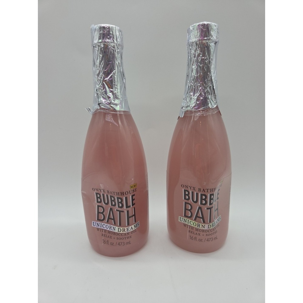 Lot Of 2 Onyx Bathhouse Unicorn Dreams Pink Bubble Bath With Moroccan Oil Relax